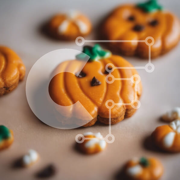 Σετ των 2 Intra Συλλεκτικό Ξύλινο Παζλ Plywood  4mm - Μπισκότα σε σχήμα κολοκύθας διακοσμημένα με frosting και sprinkles Σε Ξύλινο Κουτί - Διαστάσεις: 10x10 cm – 25 κομμάτια