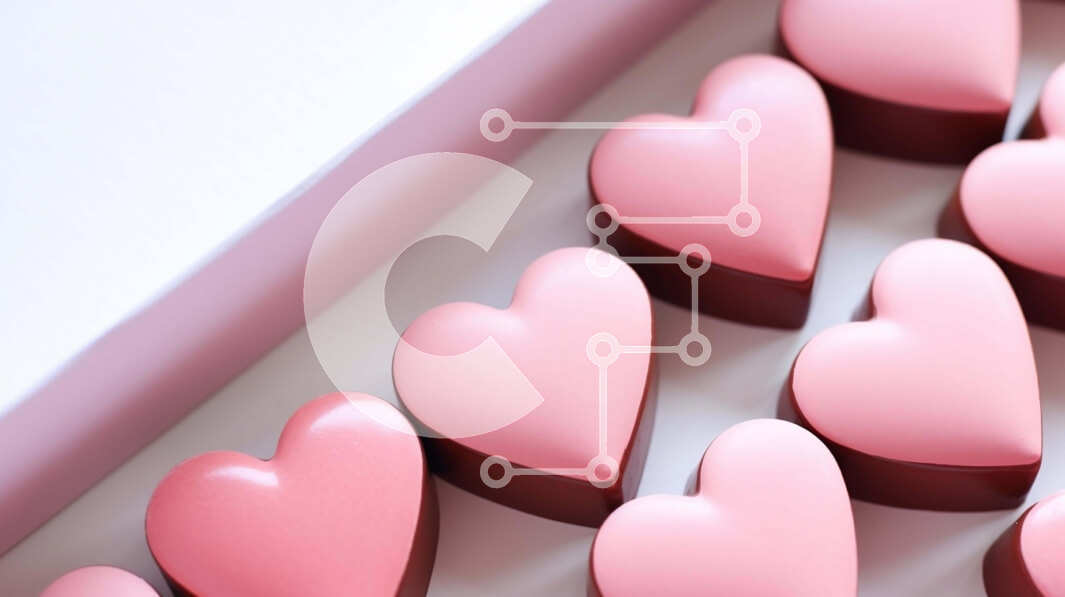 Intra Συλλεκτικό Ξύλινο Παζλ Plywood  4mm - Ποικιλία ροζ καραμέλες σε σχήμα καρδιάς σε λευκό κουτί Σε Ξύλινο Κουτί - Διαστάσεις: 10x10 cm – 25 κομμάτια