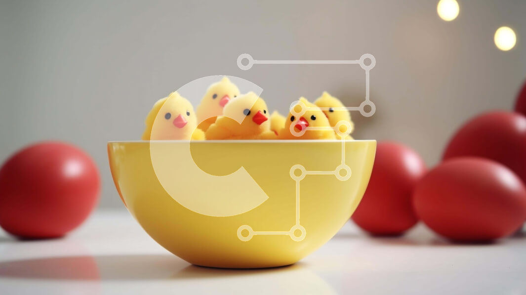 Intra Συλλεκτικό Ξύλινο Παζλ Plywood  4mm - Πασχαλινή γιορτή με κίτρινους νεοσσούς και αυγά Σε Ξύλινο Κουτί - Διαστάσεις: 10x10 cm – 25 κομμάτια