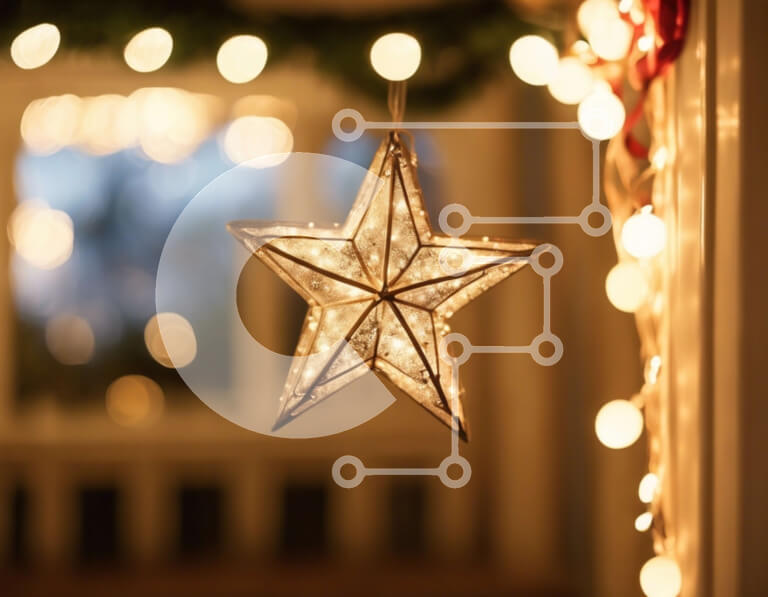 Intra Συλλεκτικό Ξύλινο Παζλ Plywood  4mm - Εορταστική διακόσμηση σπιτιού σε σχήμα αστεριού Σε Ξύλινο Κουτί - Διαστάσεις: 10x10 cm – 25 κομμάτια