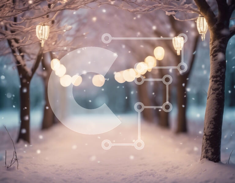 Intra Συλλεκτικό Ξύλινο Παζλ Plywood  4mm - Χιονισμένο μονοπάτι με φανάρια και δέντρα Σε Ξύλινο Κουτί - Διαστάσεις: 10x10 cm – 25 κομμάτια