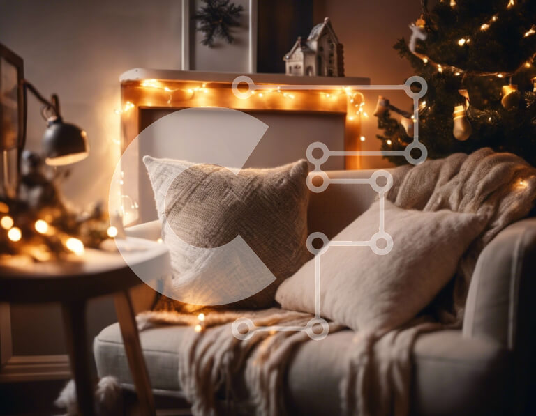 Intra Συλλεκτικό Ξύλινο Παζλ Plywood  4mm - Άνετο σαλόνι διακοσμημένο για την περίοδο των διακοπών Σε Ξύλινο Κουτί - Διαστάσεις Puzzle: 10x10 cm – 25 κομμάτια