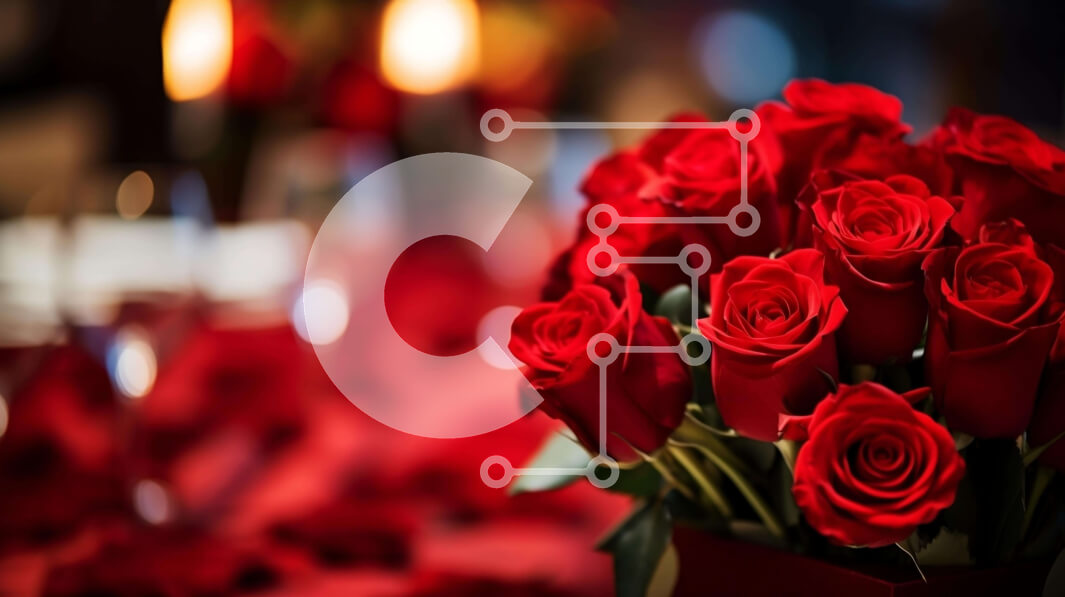 Intra Συλλεκτικό Ξύλινο Παζλ Plywood  4mm - Ρομαντικό μπουκέτο με κόκκινα τριαντάφυλλα στο τραπέζι με μπουκάλια κρασιού και κερί Σε Ξύλινο Κουτί - Διαστάσεις: 10x10 cm – 25 κομμάτια