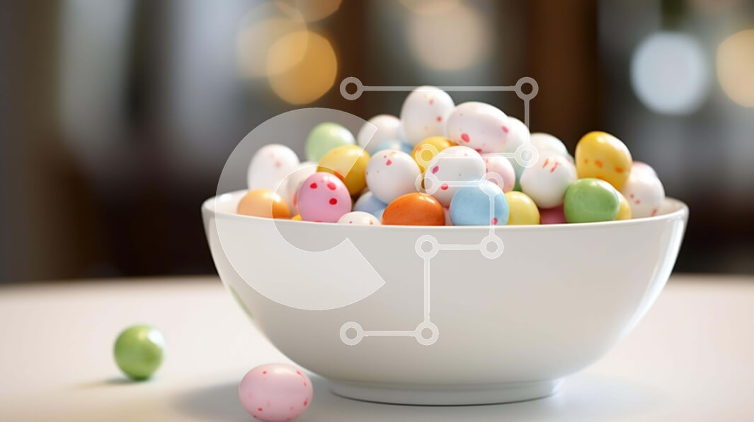 Intra Συλλεκτικό Ξύλινο Παζλ Plywood  4mm - Πολύχρωμα Πασχαλινά αυγά σε ένα άσπρο μπολ Σε Ξύλινο Κουτί - Διαστάσεις: 10x10 cm – 25 κομμάτια