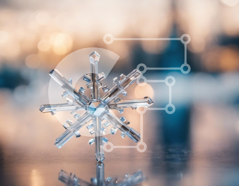 Intra Συλλεκτικό Ξύλινο Παζλ Plywood  4mm - Στολίδι νιφάδα χιονιού με τα θολά φώτα της πόλης Σε Ξύλινο Κουτί - Διαστάσεις Puzzle: 10x10 cm – 25 κομμάτια