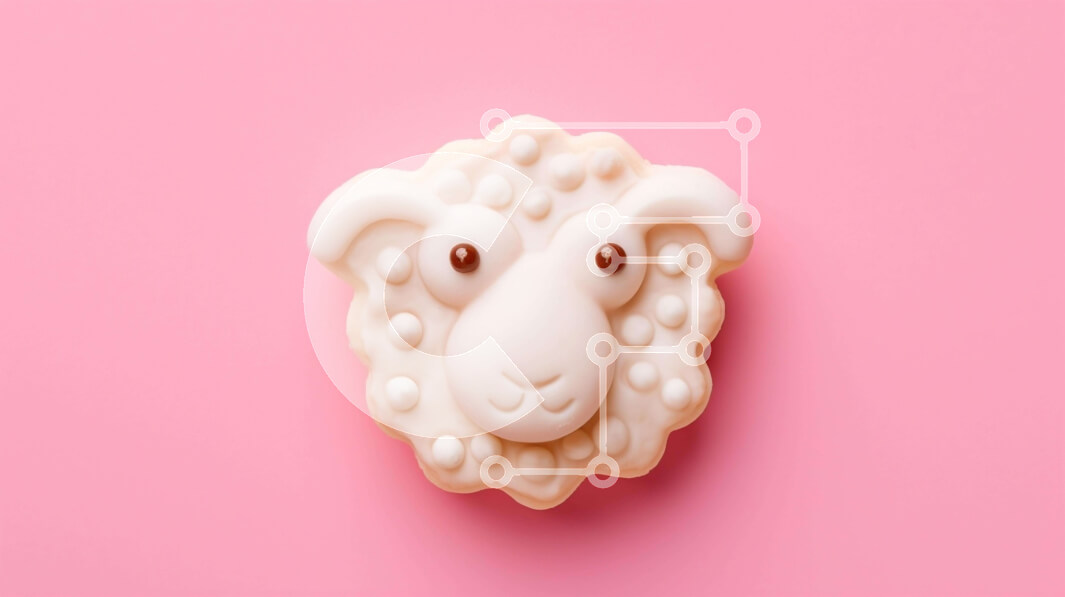 Σετ των 2 Intra Συλλεκτικό Ξύλινο Παζλ Plywood  4mm - Μπισκότο σε σχήμα προβάτου σε ροζ φόντο Σε Ξύλινο Κουτί - Διαστάσεις: 10x10 cm – 25 κομμάτια