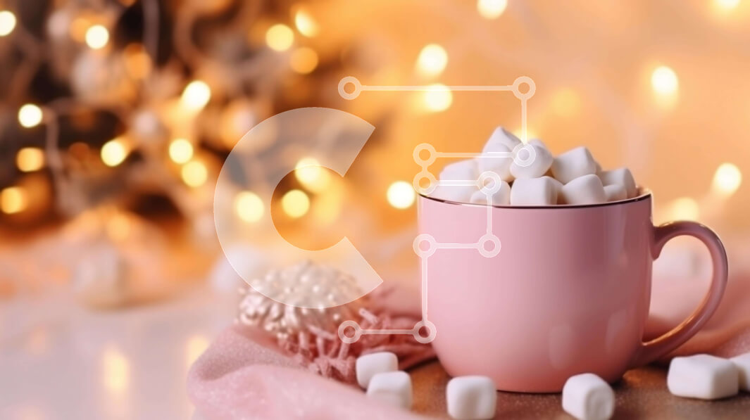 Intra Συλλεκτικό Ξύλινο Παζλ Plywood  4mm - Εορταστική Ροζ Κούπα με Marshmallows και Χριστουγεννιάτικα Διακοσμητικά Σε Ξύλινο Κουτί - Διαστάσεις Puzzle: 10x10 cm – 25 κομμάτια