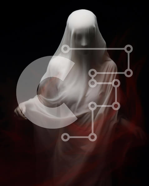 Intra Συλλεκτικό Ξύλινο Παζλ Plywood  4mm - Μυστηριώδες φάντασμα με κόκκινες φλόγες Σε Ξύλινο Κουτί - Διαστάσεις Puzzle: 10x10 cm – 25 κομμάτια