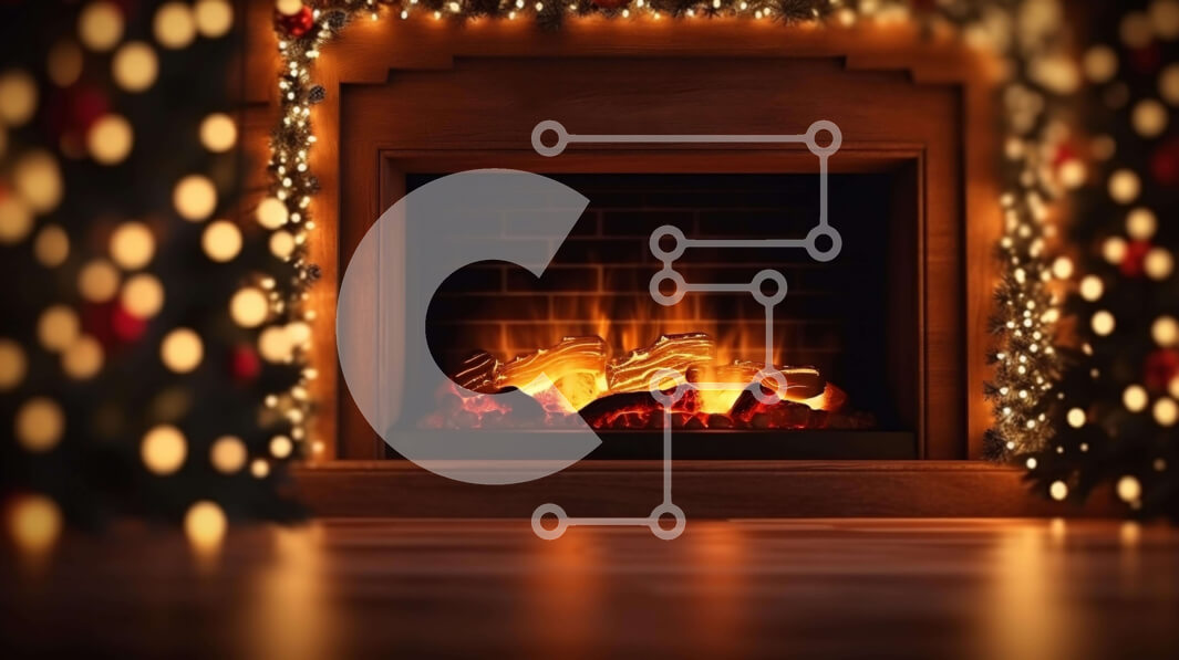 Intra Συλλεκτικό Ξύλινο Παζλ Plywood  4mm - Άνετο τζάκι με χριστουγεννιάτικα φωτάκια και διακοσμητικά Σε Ξύλινο Κουτί - Διαστάσεις: 10x10 cm – 25 κομμάτια