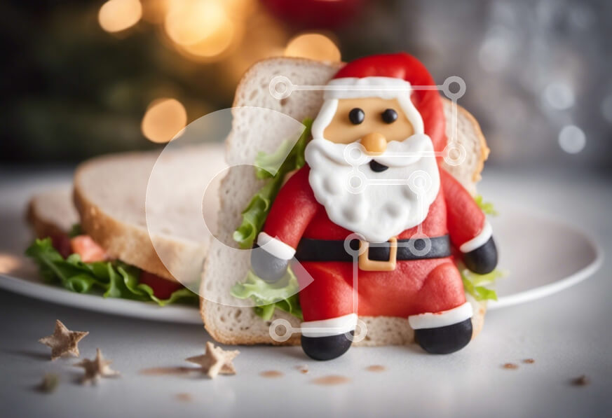 Σετ των 2 Intra Συλλεκτικό Ξύλινο Παζλ Plywood  4mm - Εορταστικό σάντουιτς με στολίδι του Άγιου Βασίλη Σε Ξύλινο Κουτί - Διαστάσεις: 10x10 cm – 25 κομμάτια