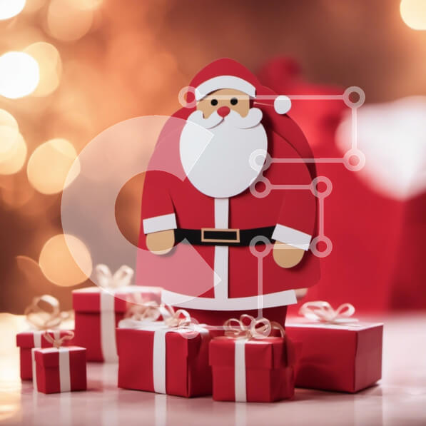 Intra Συλλεκτικό Ξύλινο Παζλ Plywood  4mm - Άγιος Βασίλης με δώρα και εορταστικά φώτα Σε Ξύλινο Κουτί - Διαστάσεις: 10x10 cm – 25 κομμάτια