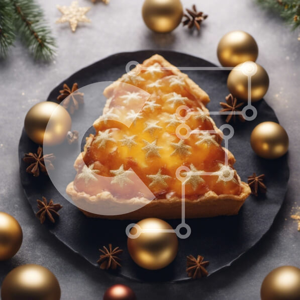 Σετ των 2 Intra Συλλεκτικό Ξύλινο Παζλ Plywood  4mm - Χριστουγεννιάτικο δέντρο τούρτα με χρυσά στολίδια Σε Ξύλινο Κουτί - Διαστάσεις: 10x10 cm – 25 κομμάτια