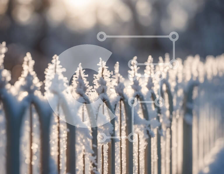 Intra Συλλεκτικό Ξύλινο Παζλ Plywood  4mm - Χιονισμένος φράχτης με παγετό Σε Ξύλινο Κουτί - Διαστάσεις: 10x10 cm – 25 κομμάτια