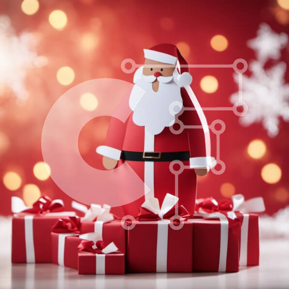 Intra Συλλεκτικό Ξύλινο Παζλ Plywood  4mm - Γλυπτό Άγιου Βασίλη με δώρα και εορταστικό φόντο Σε Ξύλινο Κουτί - Διαστάσεις: 10x10 cm – 25 κομμάτια