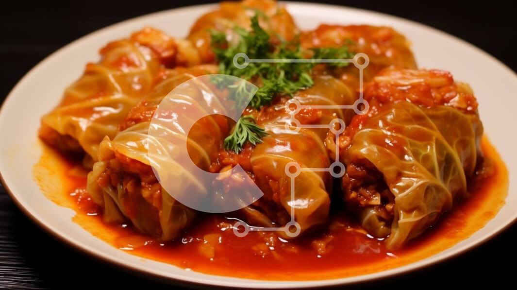 Σετ των 2 Intra Συλλεκτικό Ξύλινο Παζλ Plywood  4mm - Ρολά λάχανου με γαρνιτούρα σάλτσας και μαϊντανού Σε Ξύλινο Κουτί - Διαστάσεις: 10x10 cm – 25 κομμάτια