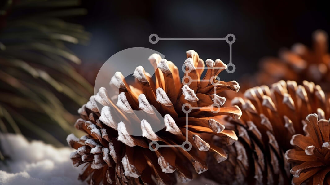 Intra Συλλεκτικό Ξύλινο Παζλ Plywood  4mm - Κουκουνάρια στο χιόνι Σε Ξύλινο Κουτί - Διαστάσεις: 10x10 cm – 25 κομμάτια