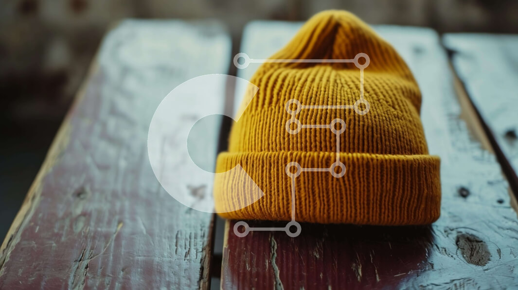 Intra Συλλεκτικό Ξύλινο Παζλ Plywood  4mm - Κίτρινο πλεκτό καπέλο Beanie σε παλιό ξύλινο τραπέζι Σε Ξύλινο Κουτί - Διαστάσεις: 10x10 cm – 25 κομμάτια