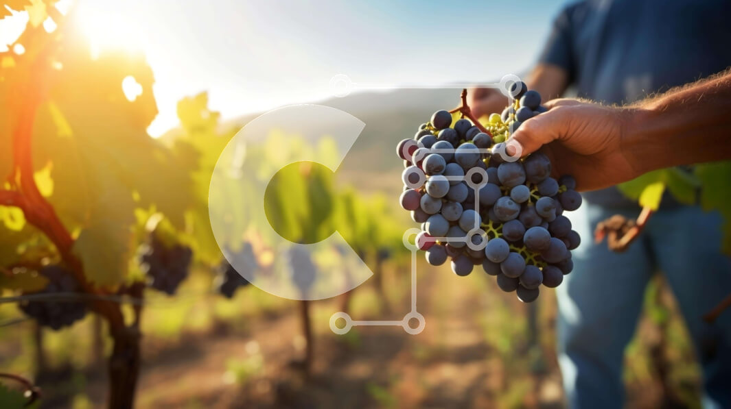 Intra Συλλεκτικό Ξύλινο Παζλ Plywood  4mm - Άτομο που κρατά τσαμπιά σταφύλια στον αμπελώνα Σε Ξύλινο Κουτί - Διαστάσεις: 10x10 cm – 25 κομμάτια