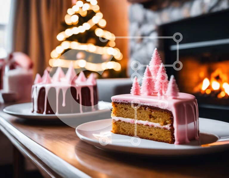 Σετ των 2 Intra Συλλεκτικό Ξύλινο Παζλ Plywood  4mm - Εορταστικές Φέτες Κέικ δίπλα στο Τζάκι Σε Ξύλινο Κουτί - Διαστάσεις: 10x10 cm – 25 κομμάτια