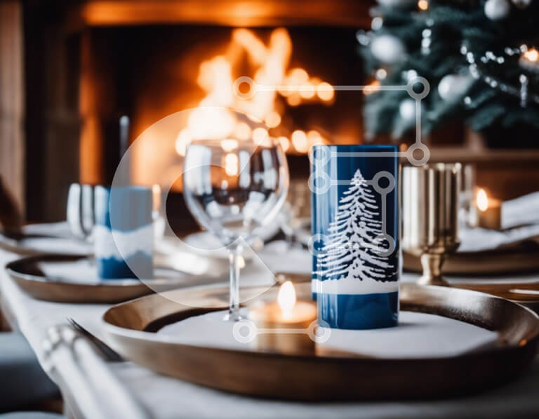 Intra Συλλεκτικό Ξύλινο Παζλ Plywood  4mm - Τραπέζι με κηροπήγια, πιάτα και ποτήρια κρασιού Σε Ξύλινο Κουτί - Διαστάσεις: 10x10 cm – 25 κομμάτια