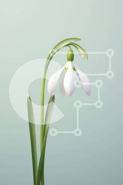 Σετ των 2 Intra Συλλεκτικό Ξύλινο Παζλ Plywood  4mm - Όμορφο λευκό λουλούδι χιονοστιβάδας σε πλήρη άνθιση Σε Ξύλινο Κουτί - Διαστάσεις: 10x10 cm – 25 κομμάτια