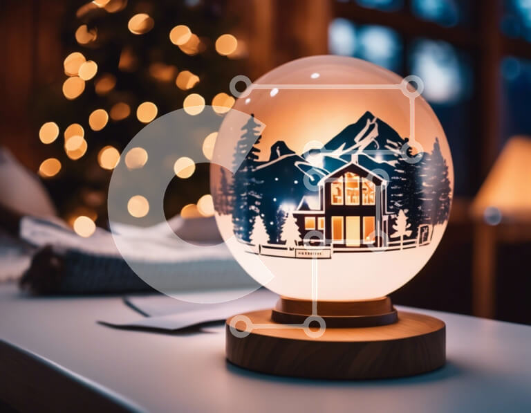 Intra Συλλεκτικό Ξύλινο Παζλ Plywood  4mm - Λαμπτήρας Snow Globe με περίπλοκα σχεδιασμένο σπίτι και δέντρα Σε Ξύλινο Κουτί - Διαστάσεις: 10x10 cm – 25 κομμάτια