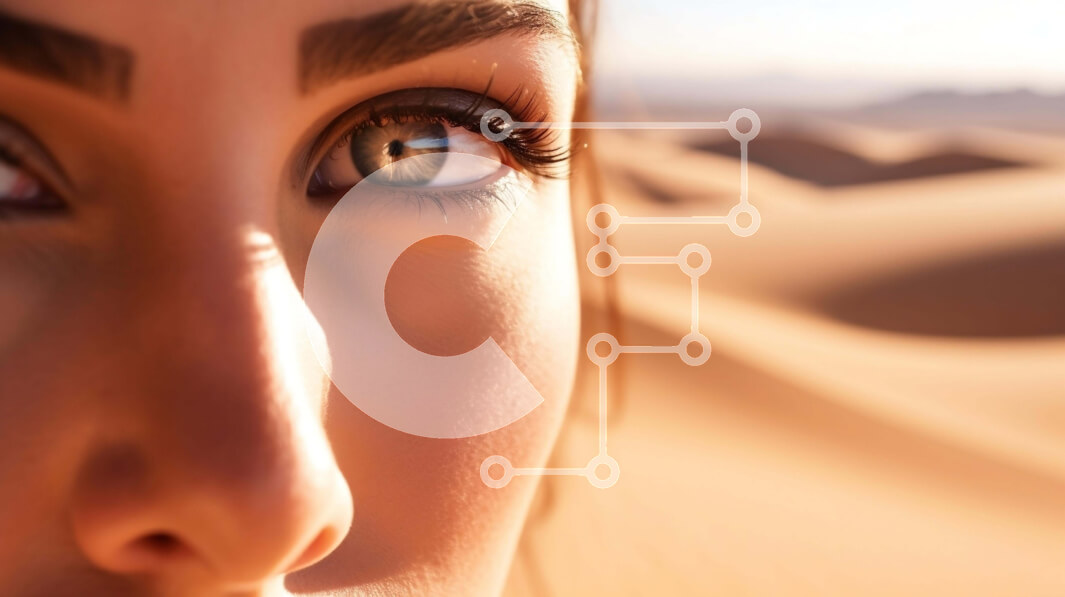 Intra Συλλεκτικό Ξύλινο Παζλ Plywood  4mm - Γυναικείο πρόσωπο στην έρημο με αμμόλοφους Σε Ξύλινο Κουτί - Διαστάσεις: 10x10 cm – 25 κομμάτια