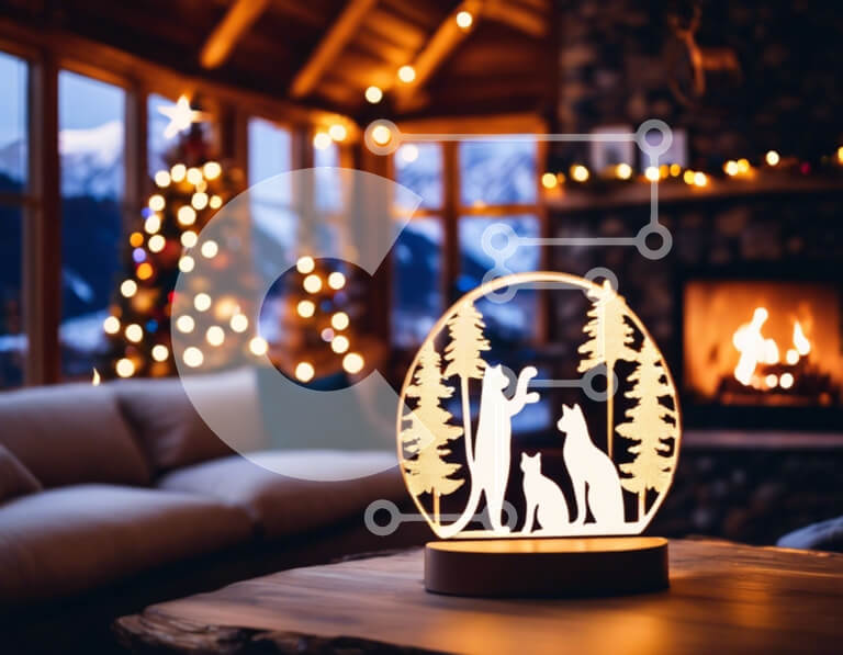 Intra Συλλεκτικό Ξύλινο Παζλ Plywood  4mm - Σαλόνι με θέμα τις διακοπές με ξύλινο τραπέζι και αρκούδες Σε Ξύλινο Κουτί - Διαστάσεις Puzzle: 10x10 cm – 25 κομμάτια