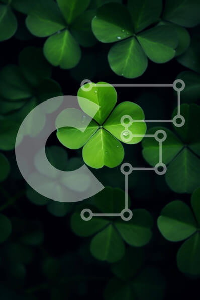 Σετ των 2 Intra Συλλεκτικό Ξύλινο Παζλ Plywood  4mm - Ομάδα τετράφυλλων τριφυλλιών σε σκούρο φόντο Σε Ξύλινο Κουτί - Διαστάσεις: 10x10 cm – 25 κομμάτια