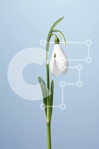 Σετ των 2 Intra Συλλεκτικό Ξύλινο Παζλ Plywood  4mm - Μονό λευκό λουλούδι χιονοστιβάδας σε αφηρημένο μπλε φόντο Σε Ξύλινο Κουτί - Διαστάσεις: 10x10 cm – 25 κομμάτια