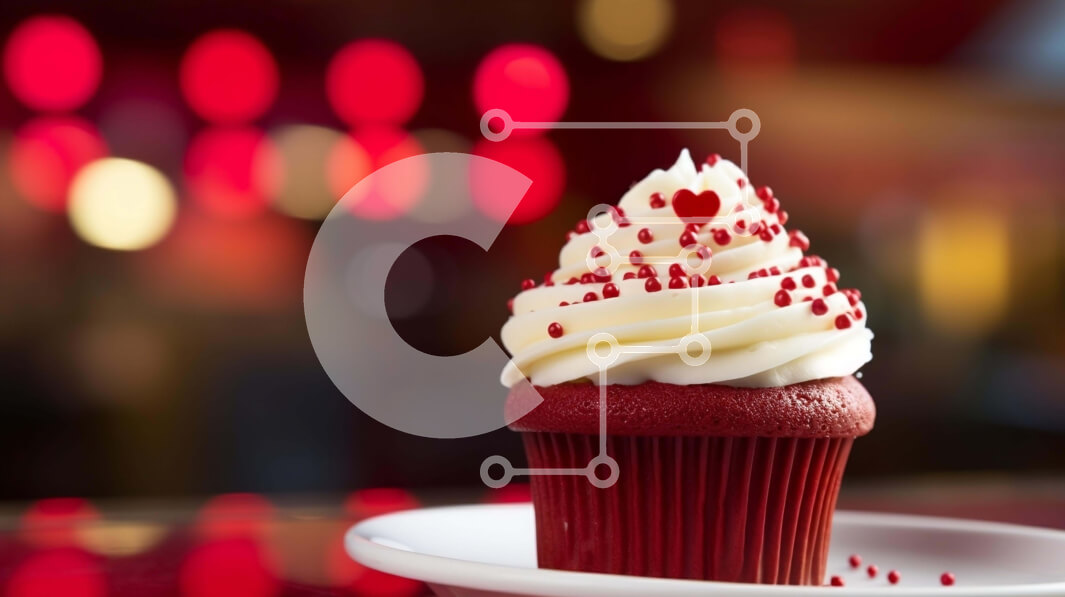 Σετ των 2 Intra Συλλεκτικό Ξύλινο Παζλ Plywood  4mm - Κόκκινο Cupcake με White Frosting και Red Sprinkles σε λευκό πιάτο Σε Ξύλινο Κουτί - Διαστάσεις: 10x10 cm – 25 κομμάτια