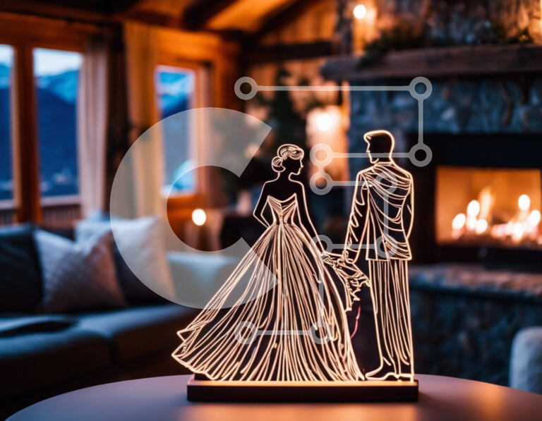 Intra Συλλεκτικό Ξύλινο Παζλ Plywood  4mm - Ρομαντικός αρραβώνας ή γαμήλιος εορτασμός με ανάγλυφο γλυπτό Σε Ξύλινο Κουτί - Διαστάσεις Puzzle: 10x10 cm – 25 κομμάτια