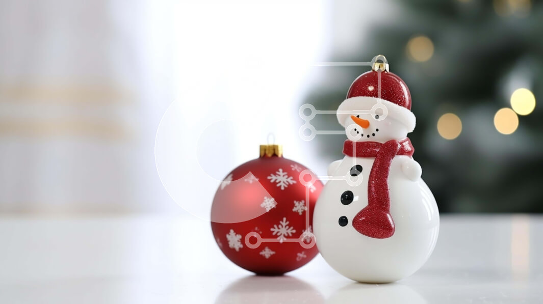 Intra Συλλεκτικό Ξύλινο Παζλ Plywood  4mm - Εορταστικά στολίδια χιονάνθρωπος και χριστουγεννιάτικα στολίδια Σε Ξύλινο Κουτί - Διαστάσεις: 10x10 cm – 25 κομμάτια