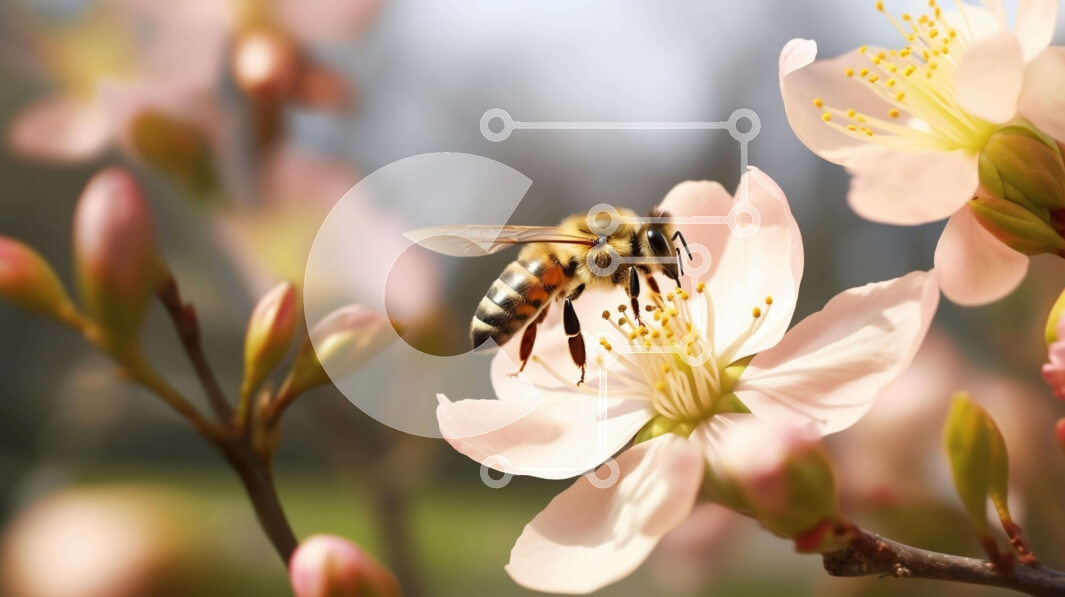 Intra Συλλεκτικό Ξύλινο Παζλ Plywood  4mm - Μέλισσα στα άνθη της μηλιάς Σε Ξύλινο Κουτί - Διαστάσεις: 10x10 cm – 25 κομμάτια