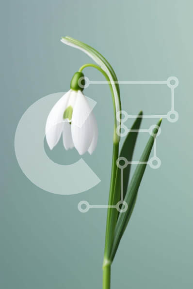 Σετ των 2 Intra Συλλεκτικό Ξύλινο Παζλ Plywood  4mm - Μονό λευκό λουλούδι χιονοστιβάδας σε άνθιση Σε Ξύλινο Κουτί - Διαστάσεις: 10x10 cm – 25 κομμάτια