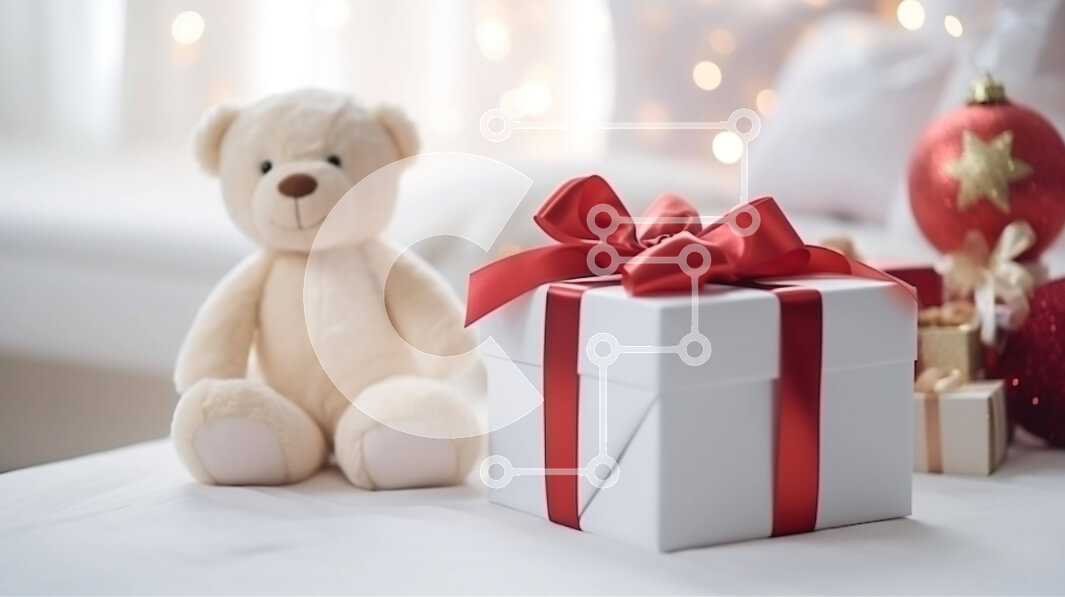 Intra Συλλεκτικό Ξύλινο Παζλ Plywood  4mm - Λευκό αρκουδάκι με ανοιχτό κουτί δώρου Σε Ξύλινο Κουτί - Διαστάσεις: 10x10 cm – 25 κομμάτια