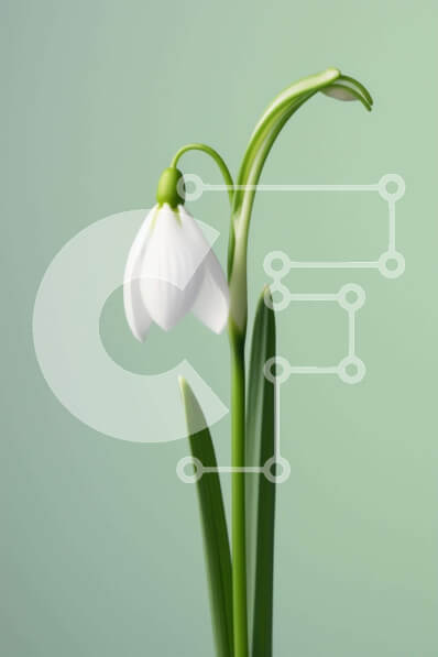 Σετ των 2 Intra Συλλεκτικό Ξύλινο Παζλ Plywood  4mm - Μονό λευκό λουλούδι χιονοστιβάδας σε πλήρη άνθιση Σε Ξύλινο Κουτί - Διαστάσεις: 10x10 cm – 25 κομμάτια