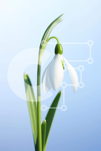 Σετ των 2 Intra Συλλεκτικό Ξύλινο Παζλ Plywood  4mm - Μονό λευκό λουλούδι χιονοστιβάδας σε πλήρη άνθιση Σε Ξύλινο Κουτί - Διαστάσεις: 10x10 cm – 25 κομμάτια