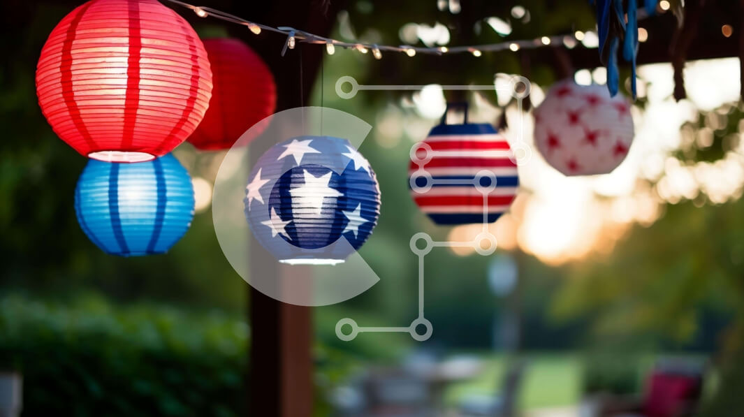 Intra Συλλεκτικό Ξύλινο Παζλ Plywood  4mm - 4 Ιουλίου Πατριωτικά Χάρτινα Φανάρια σε Ξύλινο Κατάστρωμα Σε Ξύλινο Κουτί - Διαστάσεις: 10x10 cm – 25 κομμάτια