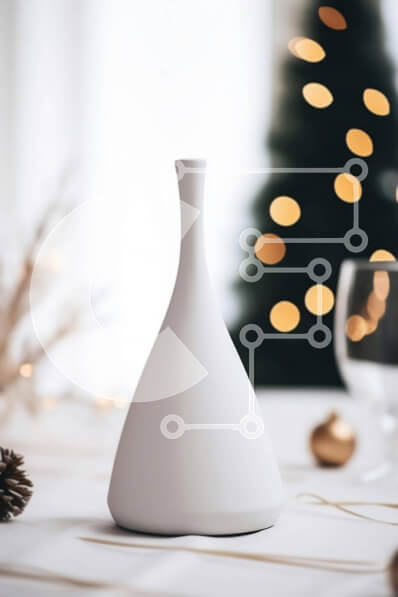 Intra Συλλεκτικό Ξύλινο Παζλ Plywood  4mm - Διακόσμηση εορταστικού τραπεζιού με λευκό βάζο και χριστουγεννιάτικο δέντρο Σε Ξύλινο Κουτί - Διαστάσεις Puzzle: 10x10 cm – 25 κομμάτια