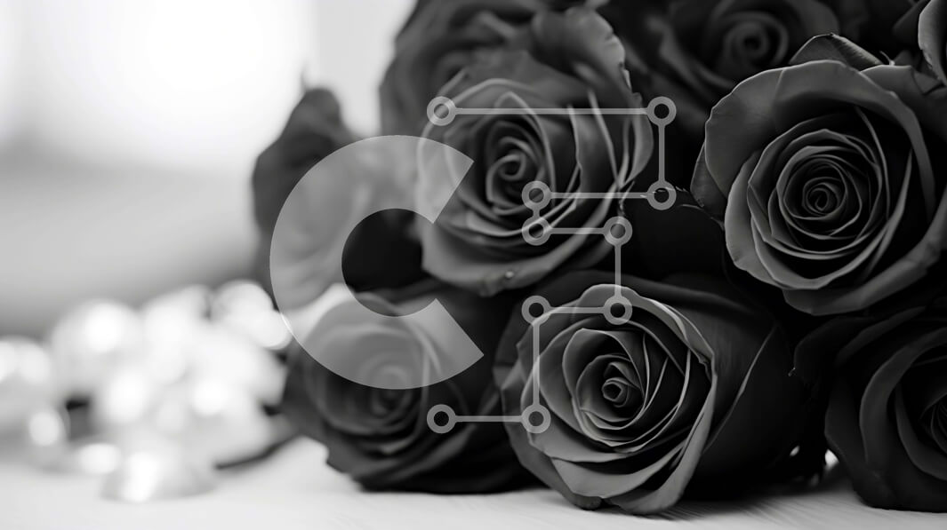 Intra Συλλεκτικό Ξύλινο Παζλ Plywood  4mm - Μπουκέτο μαύρα τριαντάφυλλα με πέρλες και γλυκά Σε Ξύλινο Κουτί - Διαστάσεις Puzzle: 10x10 cm – 25 κομμάτια