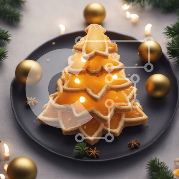 Σετ των 2 Intra Συλλεκτικό Ξύλινο Παζλ Plywood  4mm - Χρυσό μπισκότο χριστουγεννιάτικου δέντρου Σε Ξύλινο Κουτί - Διαστάσεις: 10x10 cm – 25 κομμάτια