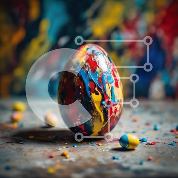 Intra Συλλεκτικό Ξύλινο Παζλ Plywood  4mm - Ζωηρόχρωμη γιορτή αυγών του Πάσχα Σε Ξύλινο Κουτί - Διαστάσεις: 10x10 cm – 25 κομμάτια