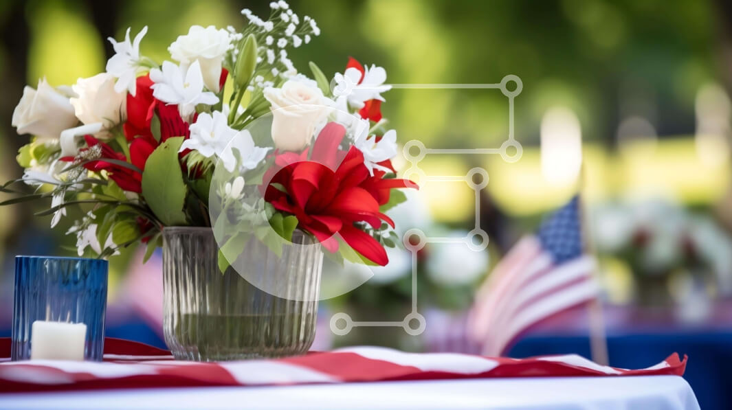 Intra Συλλεκτικό Ξύλινο Παζλ Plywood  4mm - Ανθοσύνθεση αμερικανικής σημαίας με κεριά Σε Ξύλινο Κουτί - Διαστάσεις: 10x10 cm – 25 κομμάτια