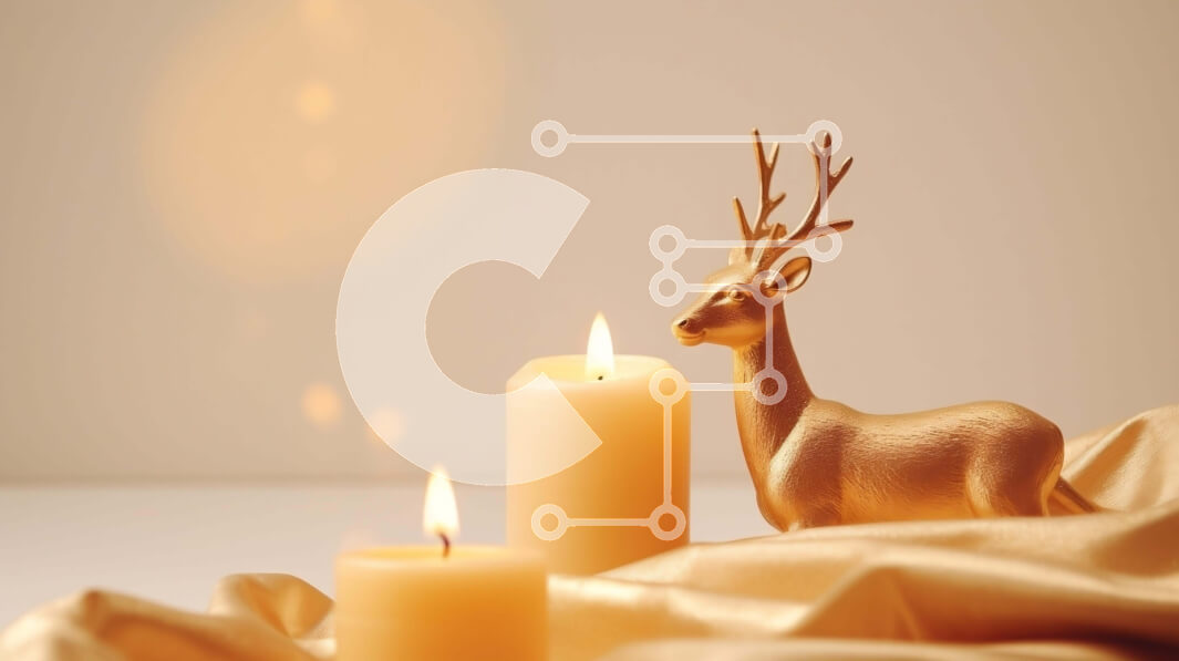 Intra Συλλεκτικό Ξύλινο Παζλ Plywood  4mm - Χρυσό ειδώλιο ελαφιού σε αναμμένα κεριά Σε Ξύλινο Κουτί - Διαστάσεις: 10x10 cm – 25 κομμάτια