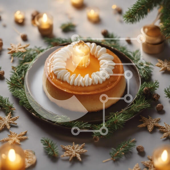 Σετ των 2 Intra Συλλεκτικό Ξύλινο Παζλ Plywood  4mm - Εορταστικό επιδόρπιο πορτοκαλιού με κουκουνάρια και νιφάδες χιονιού Σε Ξύλινο Κουτί - Διαστάσεις: 10x10 cm – 25 κομμάτια