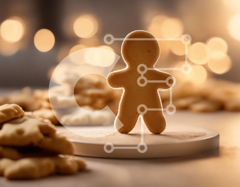 Σετ των 2 Intra Συλλεκτικό Ξύλινο Παζλ Plywood  4mm - Gingerbread Man με μπισκότα στο τραπέζι Σε Ξύλινο Κουτί - Διαστάσεις: 10x10 cm – 25 κομμάτια