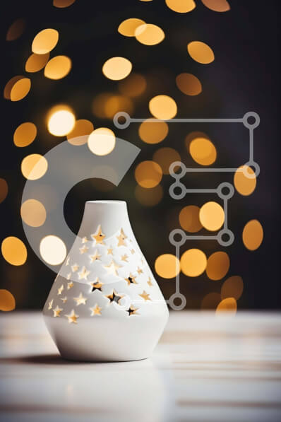 Intra Συλλεκτικό Ξύλινο Παζλ Plywood  4mm - Λευκό βάζο με διακοσμητικά σε σχήμα αστεριού Σε Ξύλινο Κουτί - Διαστάσεις Puzzle: 10x10 cm – 25 κομμάτια