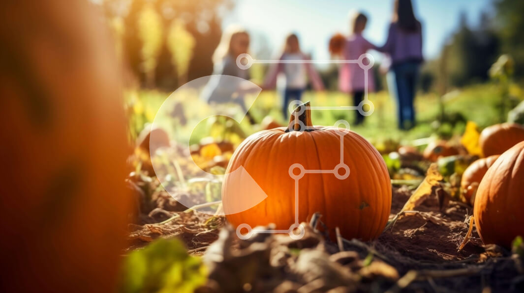 Intra Συλλεκτικό Ξύλινο Παζλ Plywood  4mm - Παιδιά που παίζουν με τις κολοκύθες στο χωράφι κατά τη διάρκεια του φθινοπώρου Σε Ξύλινο Κουτί - Διαστάσεις Puzzle: 10x10 cm – 25 κομμάτια