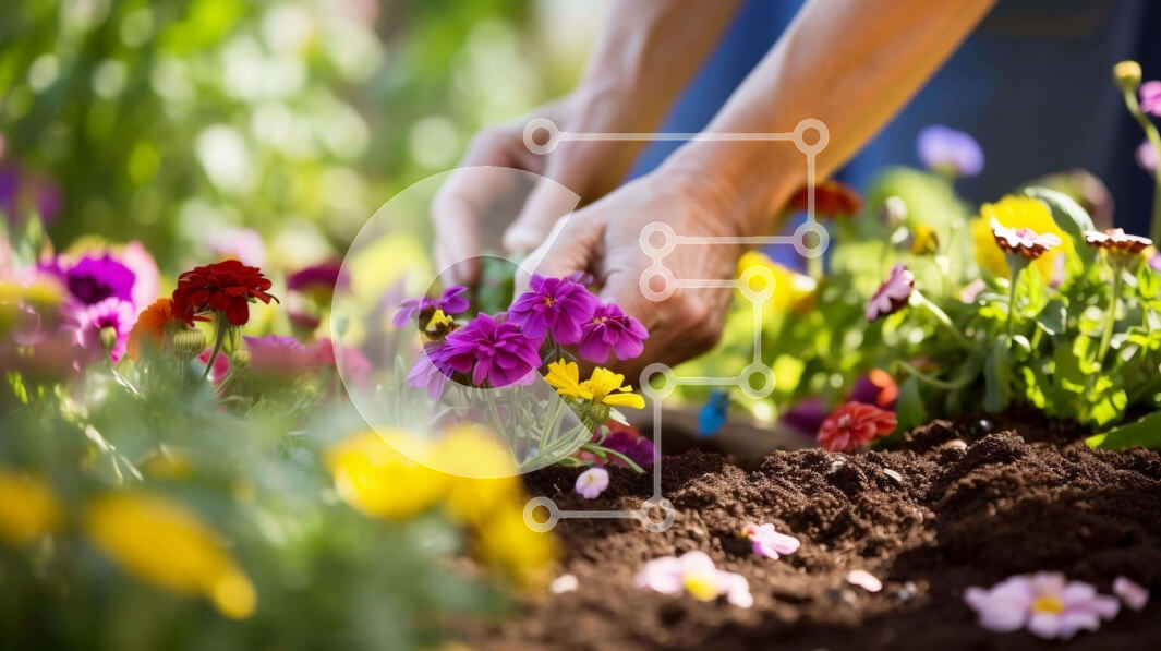 Intra Συλλεκτικό Ξύλινο Παζλ Plywood  4mm - Κηπουρική με πολύχρωμα λουλούδια στον κήπο Σε Ξύλινο Κουτί - Διαστάσεις: 10x10 cm – 25 κομμάτια